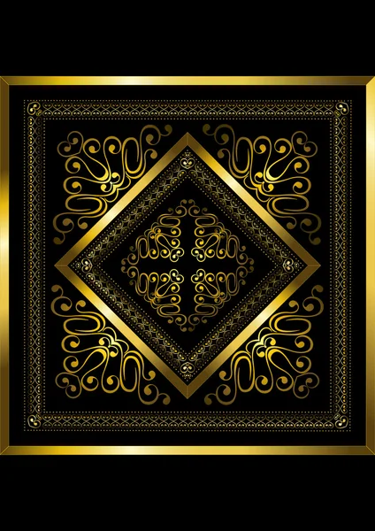 Gold frame with openwork ornament — Stock Vector