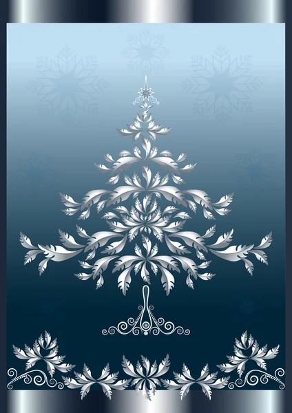 Silver Christmas tree in frame. — Stock Vector