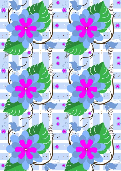 Fondo con flores moradas y mariposas — Vector de stock