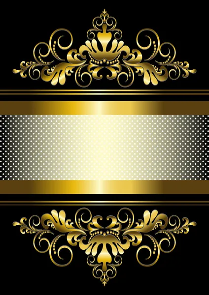 Gold ornament and gold stripes with ribbon — Stock Vector