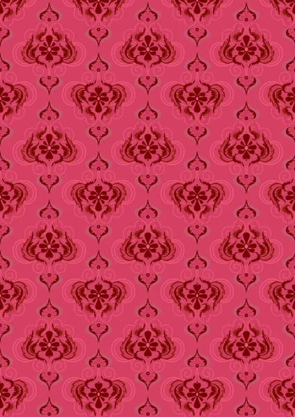 Fond rose foncé sans couture avec vieux motif classique — Image vectorielle