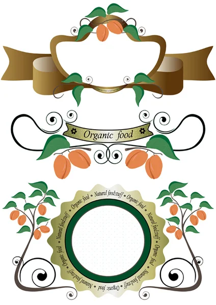 Cadres avec abricots pour la production alimentaire . — Image vectorielle