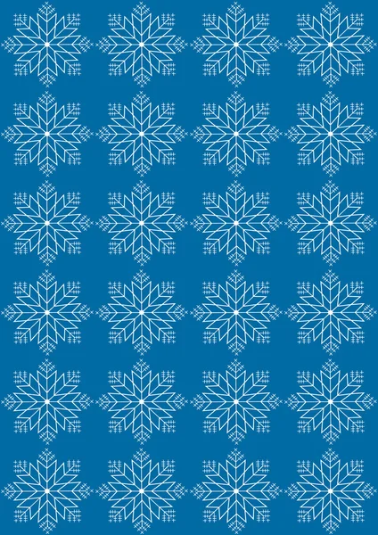 Copos de nieve blancos sobre fondo azul. — Vector de stock