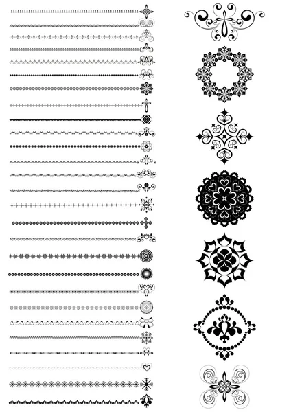 Collection bordures et ornements sur fond blanc — Image vectorielle