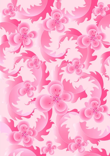 Delicadas flores rosadas sobre fondo rosa claro — Vector de stock