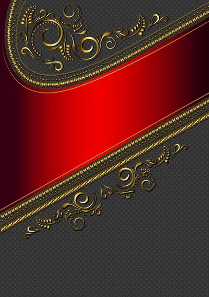 Bordure rouge avec motif or — Image vectorielle