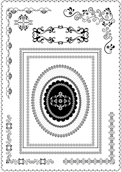 Cadres et coins fleuris décoratifs — Image vectorielle