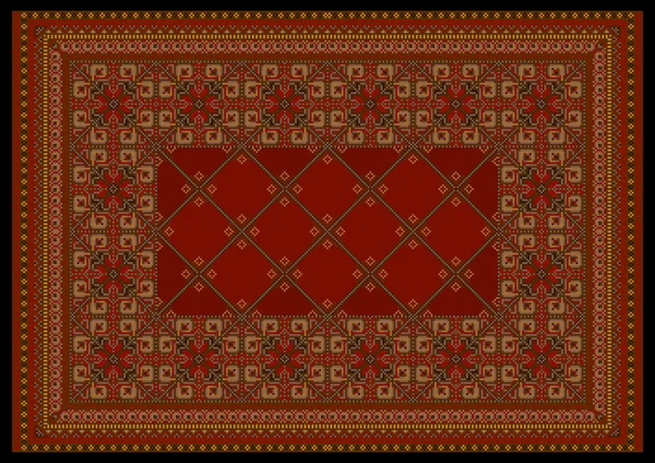 Ornement luxueux dans les tons rouges pour tapis classique — Image vectorielle