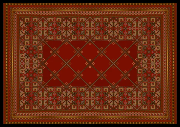 Розкішний орнамент в червоних відтінках для класичного килима — стоковий вектор