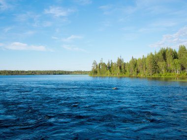 göl ve bulutlar, yaz yatay
