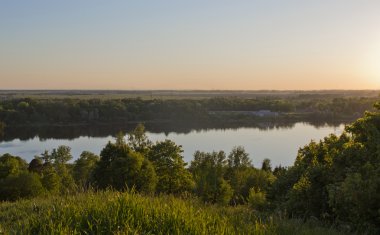 gün batımı göl, yatay yaz.