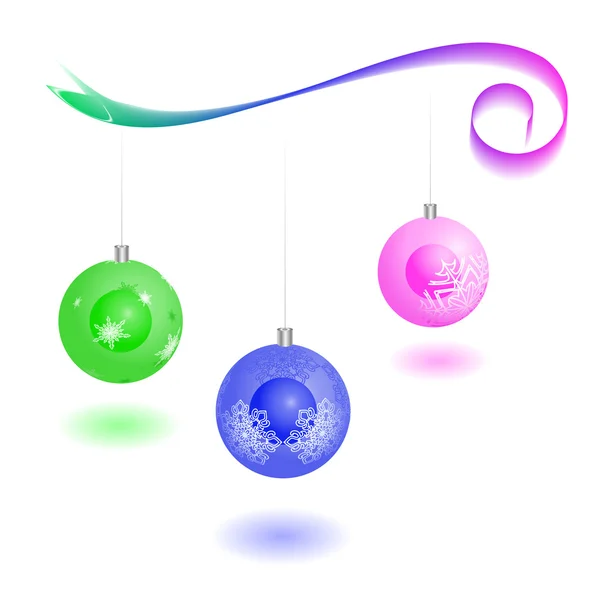 Ensemble de boules colorées sapin de Noël . — Image vectorielle