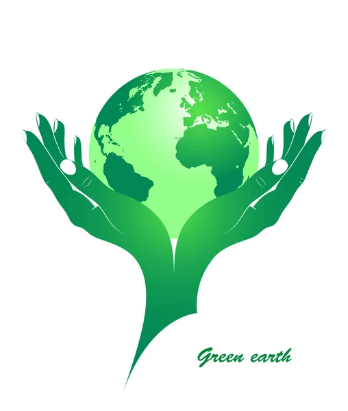 Grüne Erde in weiblichen Händen. — Stockvektor