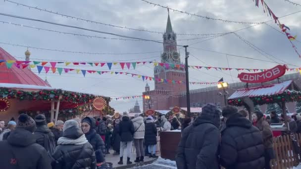 Moscow Russia 2022 Christmas Fair Red Square New Year Holiday — 图库视频影像