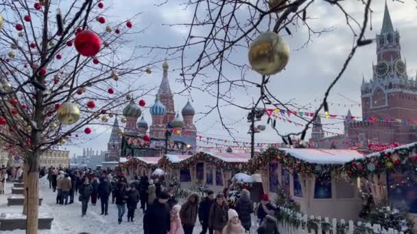 Moscow Russia 2022 New Year Holiday Season Russia Saint Basil — Vídeos de Stock