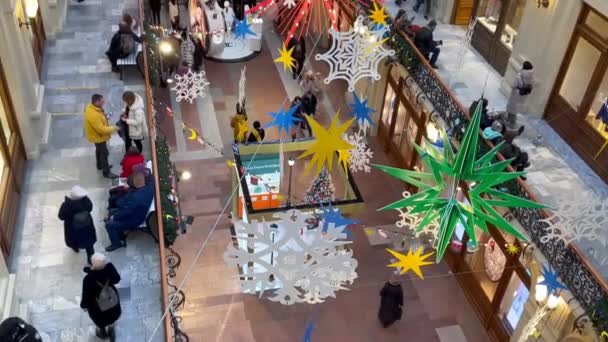 Moscow Russia 2022 Festive Christmas Decoration Main Universal Department Store — Vídeo de Stock