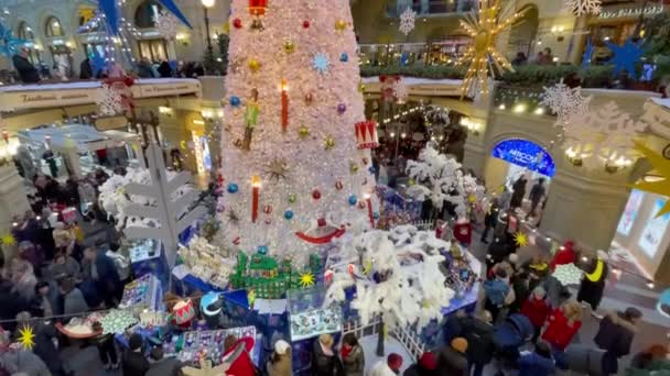 Moscow Russia 2022 Festive Christmas Decoration Main Universal Department Store — Vídeos de Stock