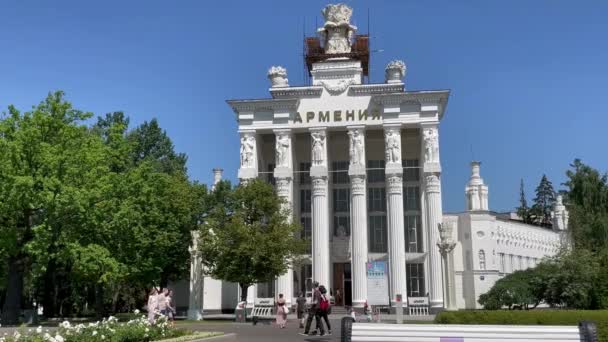 Moscou Rússia 2021 Pavilhão Exterior Armênia Antiga Sibéria Vdnkh Exposição — Vídeo de Stock