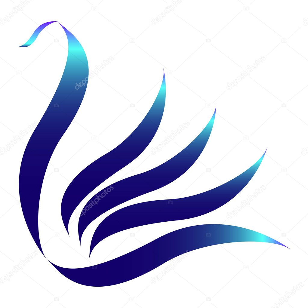 Drawn stylized blue swan logo