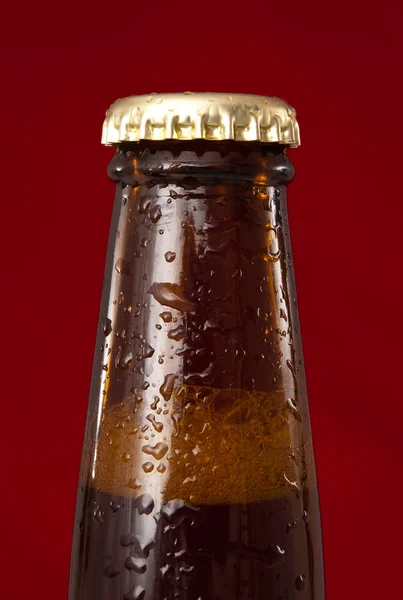 Cerveza marrón botella detalle — Foto de Stock