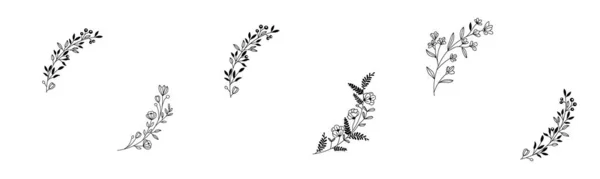 Conjunto de coroas florais de verão isoladas em fundo branco para cartão de felicitações ou convite de casamento. Vetor EPS 10. —  Vetores de Stock