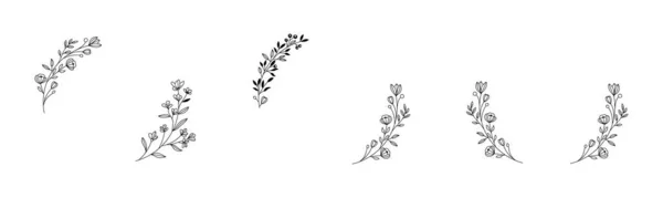 Conjunto de coroas florais de verão isoladas em fundo branco para cartão de felicitações ou convite de casamento. Vetor EPS 10. — Vetor de Stock