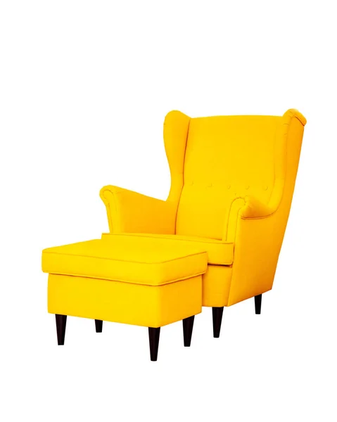 Poltrona amarelo confortável isolado no fundo branco — Fotografia de Stock