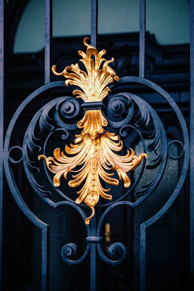 Forged Plant Element Leaves Metal Gate — Stock Photo, Image