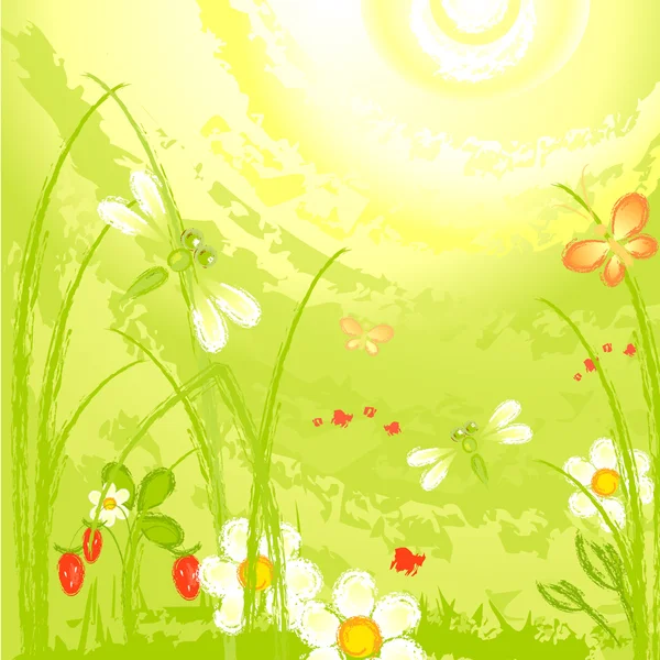 Green meadow — Stock Vector