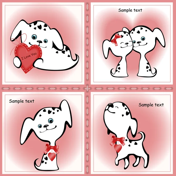 Puppies met een hart — Stockvector