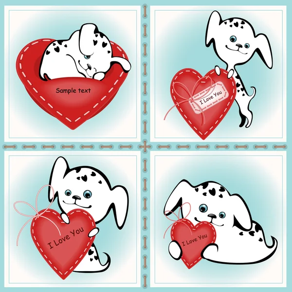 Cachorros con corazón — Vector de stock