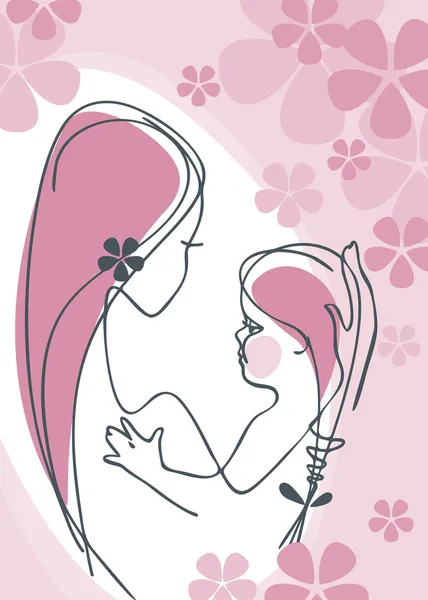 Mère et enfant fille — Image vectorielle