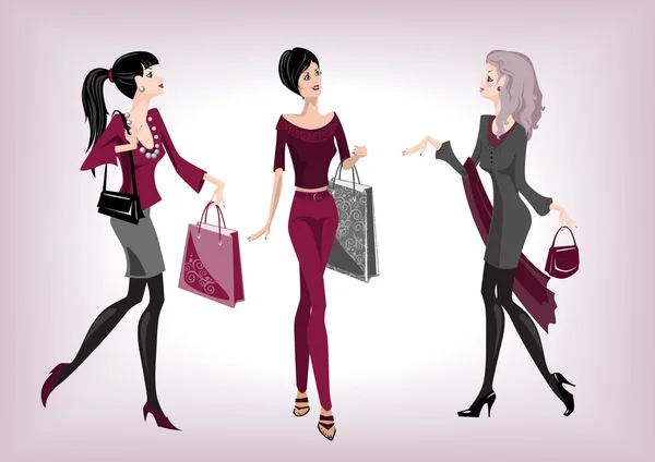 Femme fait du shopping — Image vectorielle