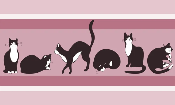 Border. cat walking — Stock Vector