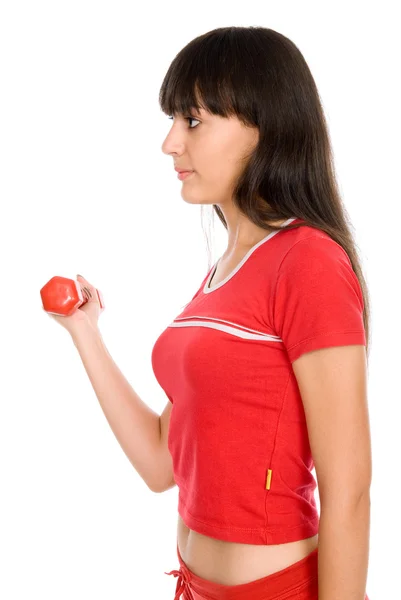 Shot of a sporty young woman with dumbbells. — Stock Photo, Image