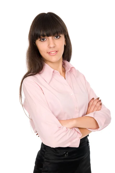 Portrait of a successful young business woman with hands folded — Stock Photo, Image