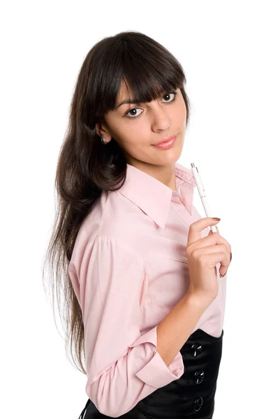 Mulher de negócios com caneta na mão — Fotografia de Stock