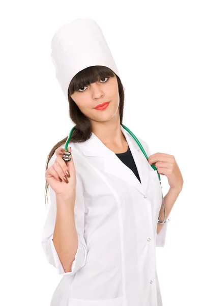 Portrét mladého doktora ženy stojící — Stock fotografie