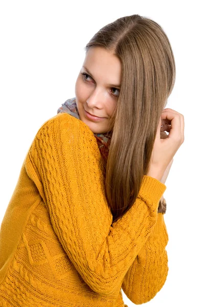 Retrato de uma menina bonita com cabelo comprido — Fotografia de Stock