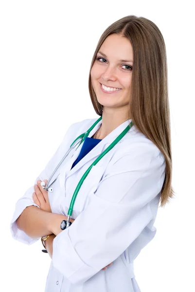 Portrait de jeune femme souriante heureuse médecin — Photo