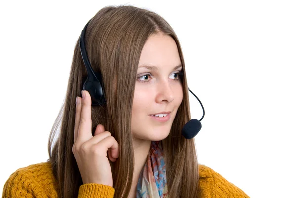 Cheerful professional call center operator Stock Image