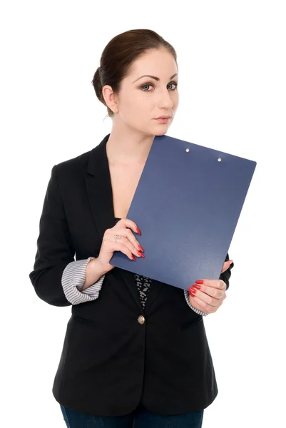 Портрет деловой женщины с папкой — стоковое фото