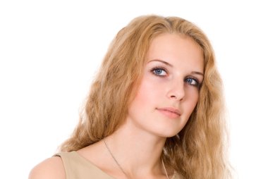 güzel bir kız tarafına bakarak portresi