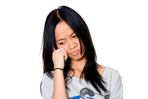 Portrait of unhappy Asian girls. — Stock Photo, Image