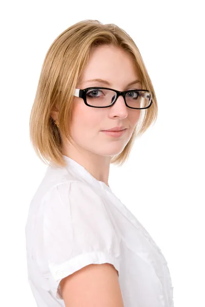 Successful portrait of beautiful girl in glasses — Stock Photo, Image