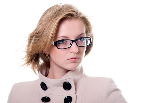 Girl in coat looking to the side — Stock Photo, Image