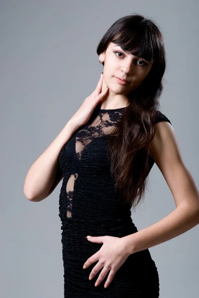 Portrait of young beautiful girl with long hair — Stock Photo, Image