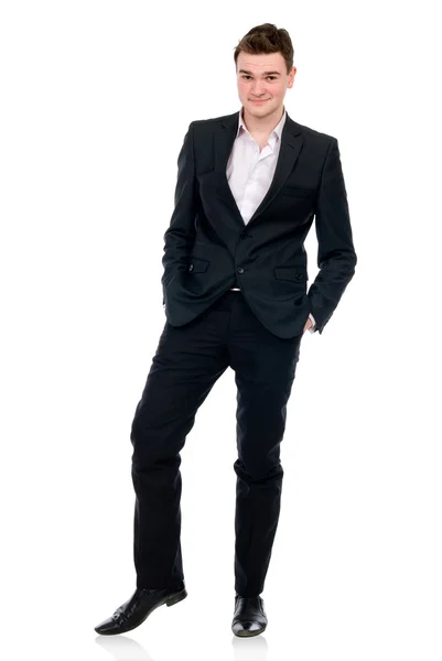 Full length of a cheerful business man standing — Stock Photo, Image