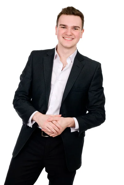 Portrait of cheerful businessman in a suit — Stockfoto