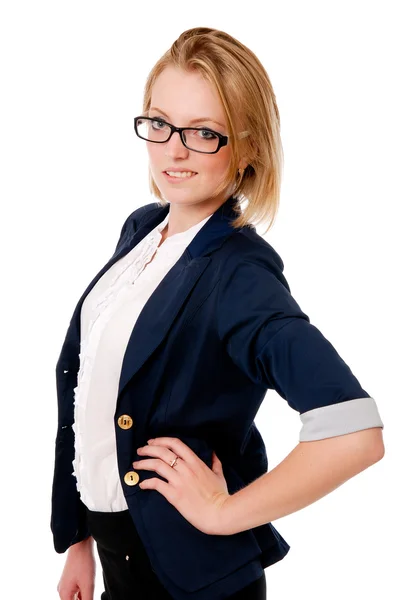 Retrato de chica de negocios infeliz con gafas . — Foto de Stock